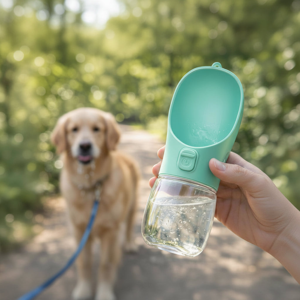 alt="Gourde d'eau portable pour chien - bouteille chien randonnée"