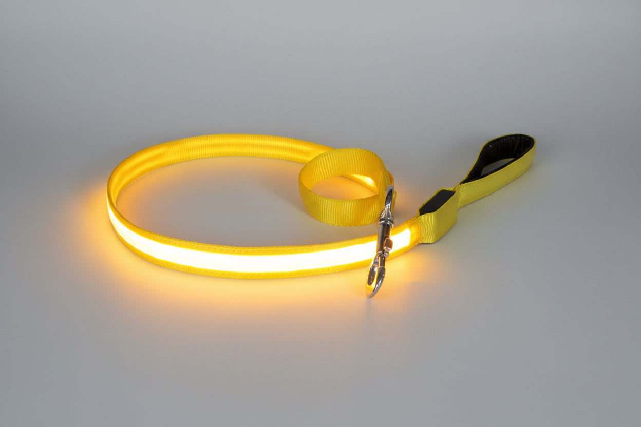 alt="Détail du système lumineux et du bouton de contrôle LED couleur jaune"
