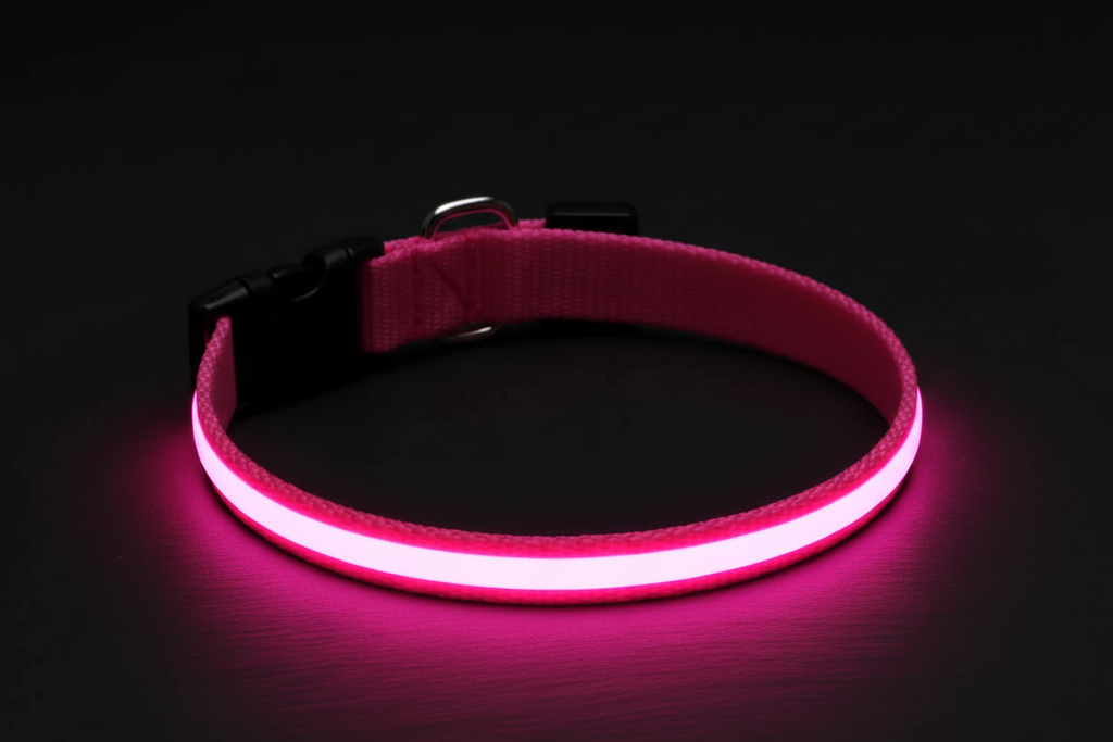alt="Collier lumineux pour chien visible à distance"