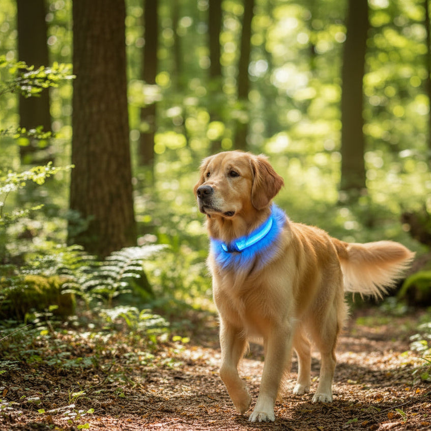 alt="Collier LED lumineux pour chien haute visibilité sécurité confort"